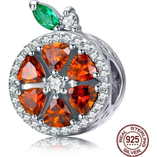 Fit original Pandora bracelet charm pendant DIY grapefruit beads 100% 925 sterling silver woman luxury jewelry making