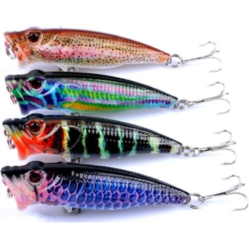4pcs/lot Popper Fishing Lure 6.5cm 7.9g Pesca Fish Topwater Wobbler Isca Artificial Hard Bait Swimbait 3D Eyes Crankbait
