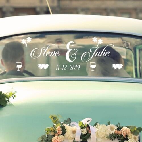 Romantic Wedding Car Glass Customizable Name Sticker Wedding Decoration Removable Sticker A006811