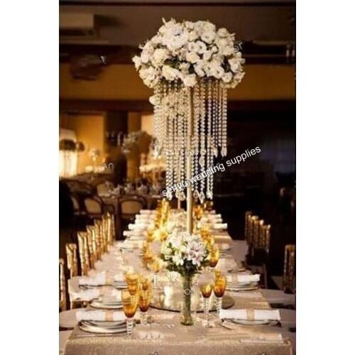 60cm/120cm )12pcs )luxury acrylic flower stand centerpiece vases wedding flower chandelier for table decoration senyu877