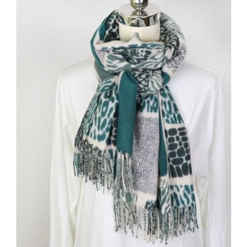 Luxury brand cashmere women scarf snake printed winter warm shawl and wraps pashmina bandana long thicken blanket female foulard