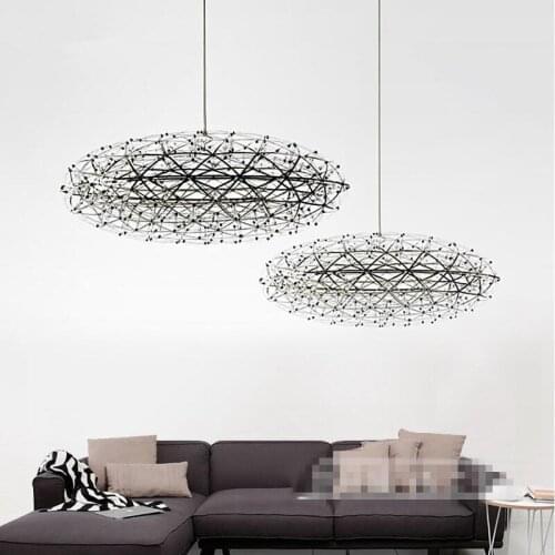 HandMade Stainless Steel D75cm 92 leds 110-240v Oval shape flat ball Firework Pendant Light LED hanging light Designer Lighting