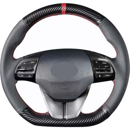 DIY for Hyundai Ioniq 2017-2019 Elantra 4 2016 2017 2018 2019 Hand-stitched Soft Carbon Fiber Car Steering Wheel Cover