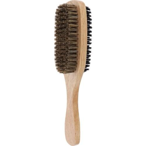 2-side Men Boar Hair Bristle Beard Mustache Brush With Wood Handle 3 Size