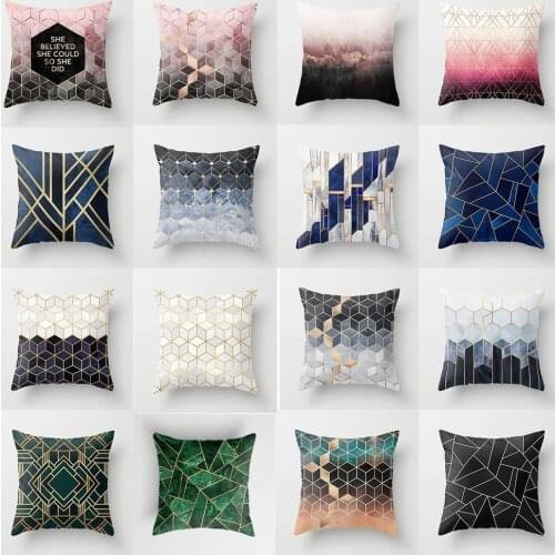 Nordic Ins Geometric Pillowcase Digital Printed Flannel Pillow Cushion Cover 45x45cm