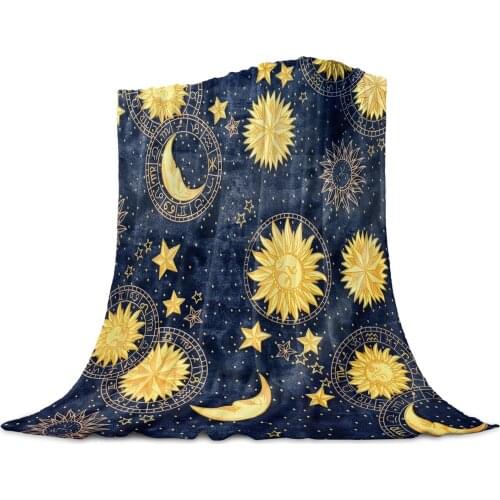 Sun Moon Universe Sky Throw Blanket Home Decoration Sofa Blanket Warm Microfiber Blankets for Bedroom