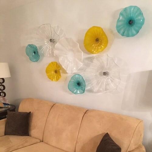 Modern Art Glass Wall Lamp Decorative Platter Hand Blown Murano Wall Decoration Plates Diameter 25 to 30 CM
