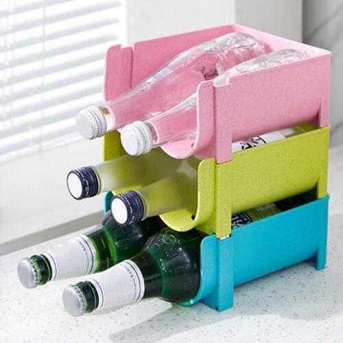 Anti-Fall Overlap Storage Rack Glass Beer Bottle Drink Holder Refrigerator Drawer Beverage Box Can Dispenser Space Saving Tray