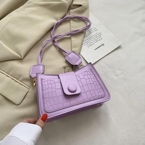 Fashion Stone Pattern Women Shoulder Bags Solid Color Female Lady PU Retro Square Woven Strap Crossbody Messenger Handbags