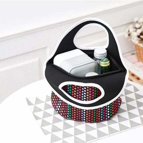 Universal Polka Dots Stripe Bear Insulated Lunch Tote Bag Cooler Box Neoprene Lunch Box Baby Waterproof Handbag Case