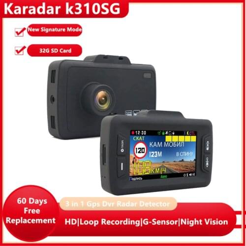 Karadar 3 in 1 DVR Video Recorder Camera Gps Signature Radar Detector for Russia Antiradar detector K310SG for Car