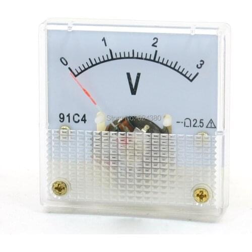 DC 0-3V 5V 10V 15V 20V 30V 50V 100V 150V Analog Panel Volt Voltage Meter Voltmeter Gauge 91C4 45*45mm