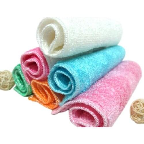 High Efficient Anti-grease Color Dish Cloth Bamboo Fiber Washing Towel Magic Kitchen Cleaning Wiping Rags H0058