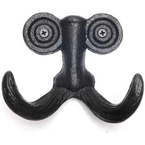 Iron Art Hooks Metal Rustic Wall Mounted Hooks with Gentleman Beard Shaped Hats