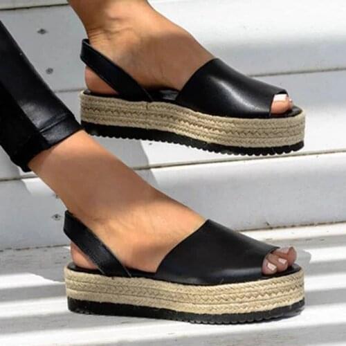 Wedges Shoes Women Sandals Plus Size High Heels Summer Shoes 2019 Flip Flop Chaussures Femme Platform Sandals Woven Roman Shoes