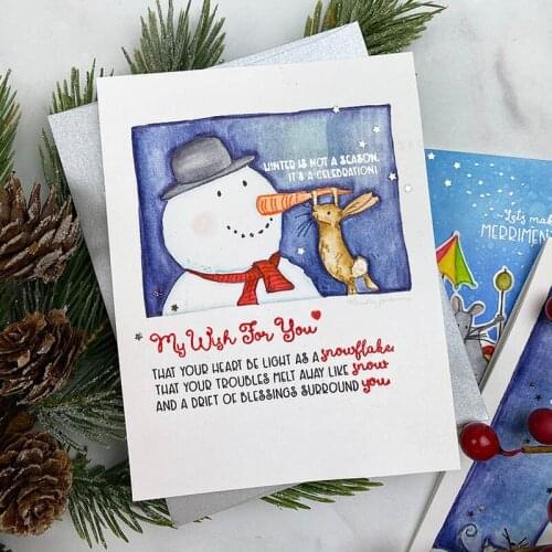 Winters Greeting Animals Metal Cutting Dies & Coordinating Stamp For Scrapbooking Craft Embossing Stencil Die Cut Making Card