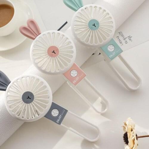 1 Pc Rabbit Handheld Folding Fan Student Cartoon Cute Portable Dormitory Office Mini Fan Long Battery Life Outdoor Handheld Fan