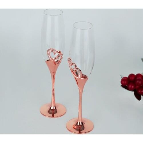 2pcs Wedding Champagne Glasses Rose Golde Couple Glass Cup Creative Crystal Champagne Flutes Party Glass Goblet Gifts 200ml