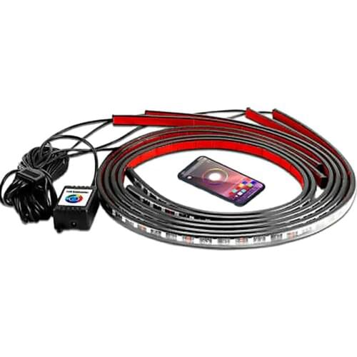 4Pcs Car Underglow Flexible Strip APP Control RGB LED Strip Car Chassis Light