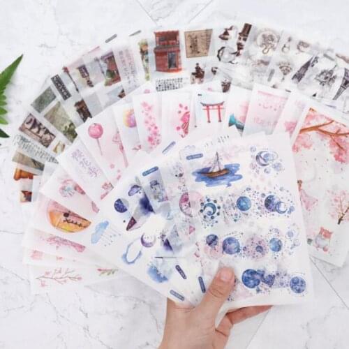 6pcs Art Small Fresh Stickers Cartoon Travel Diary Album Characters Decoration Creative Stickers Stationery ChildrenS Products