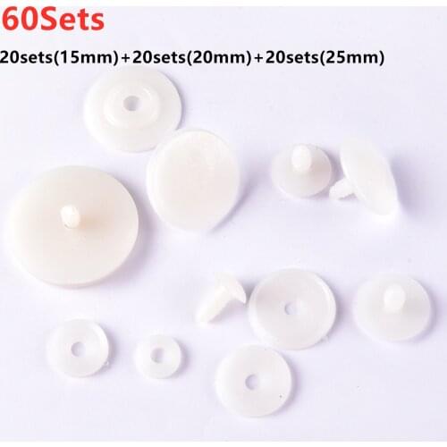 60 Sets Plastic DIY Doll Skeleton Joint Protection Eye Nose Accessories for Teddy Bear Making Craft 15-25mm Plastic Doll Joints