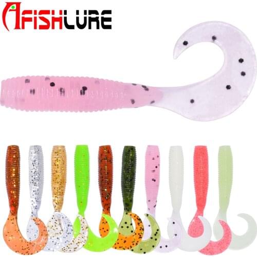 Afishlure 55mm Soft Bait Maggots Grubs Lure Fake Lure Swimbait Wobblers 1.6g 2'' Texas Rig
