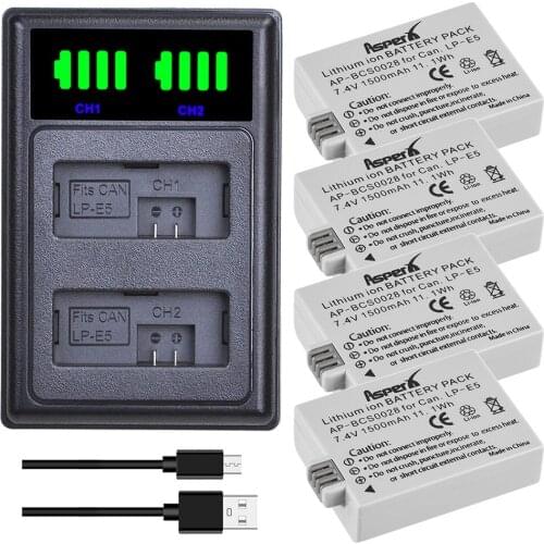 LP-E5 LPE5 LP E5 Camera Battery + LED USB Daul Charger for Canon EOS 1000D 500D 450D Kiss X3 X2 F EOS Rebel XS XSi Rebel T1i