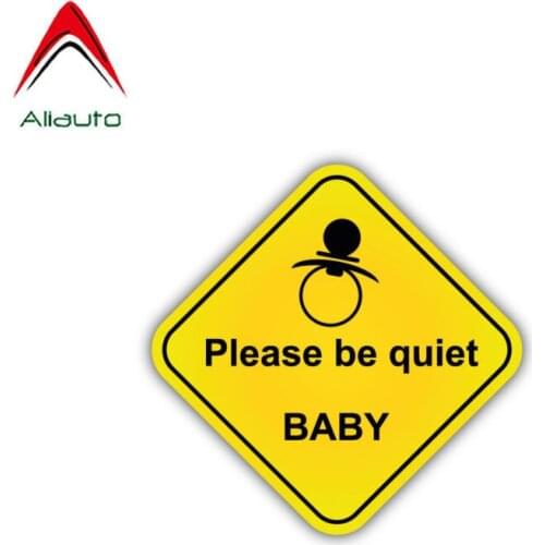 Aliauto Funny Car Sticker Personality Warning Please Be Quiet Baby Decal Accessories PVC for Mercedes Honda Toyota,9cm*9cm