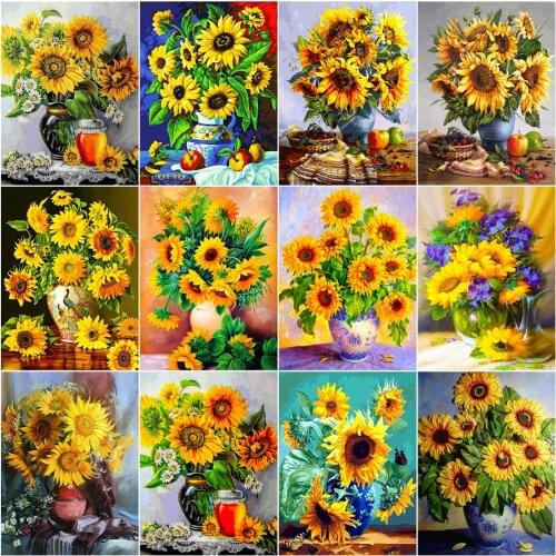 AZQSD Diamond Art Painting Kits Sunflower Decor For Home Diamond Embroidery Flower Mosaic Full Square Drill Handmade Craft