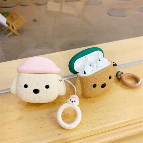 3D Cartoon Poodle Wireless Earphone Case For Huawei Freebuds 3 Pro Case Cute Teddy Dog Silicone Protection Cover Headphone Cases