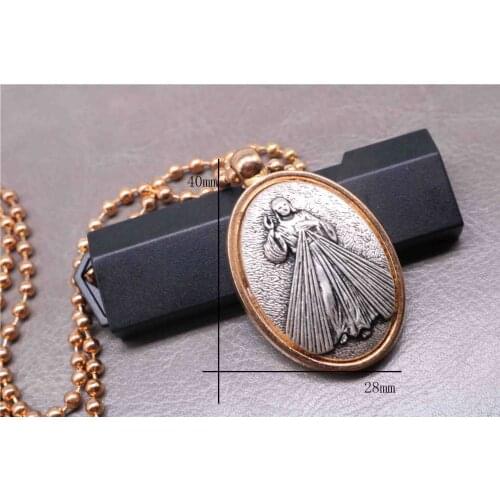 Religious Beads Ball Chain Rosary Mens Jesus Cross Pendant Long Necklace Quality Stainless Steel Chain Rosary Wholesale