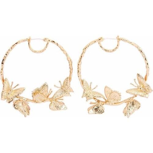 European and American New Product Golden Five Butterfly Earrings 925 Silver Stud Earrings Fresh Fashion Ttrend Big Earrings