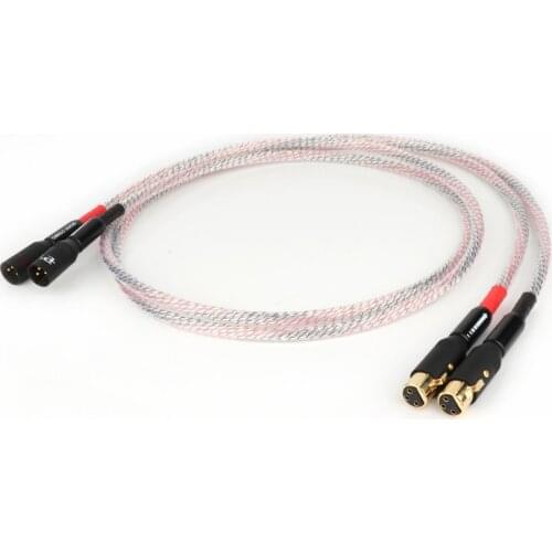 1 Pair hi-end OCC silver plated XLR cabe hifi audio XLR to XLR balanced cable gold plated XLR plug connector interconnect cord