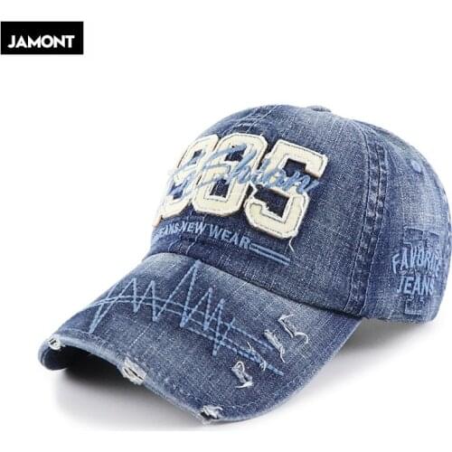 JAMONT Classic Vintage Denim Cap Men Casquette Baseball Cap Letter Embroidery Bone Dad Hat Unisex Hip Hop Washed Snapback Caps