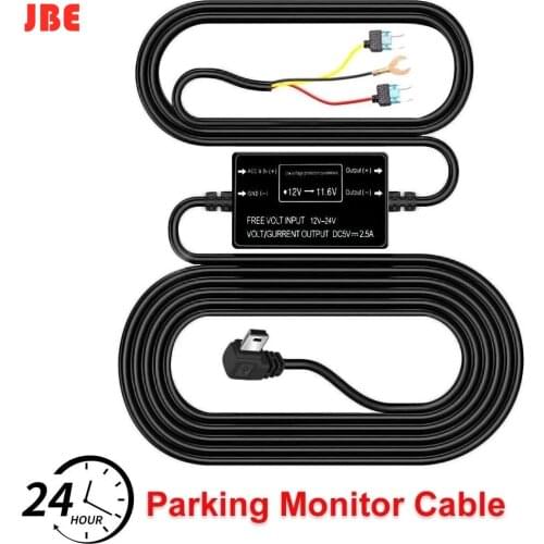Dash Cam Hard Wire Kit Mini USB Port DC 12/24V to 5V Car Charger Cable 24H Parking Monitor Cable Buck Line For Car DVR GPS
