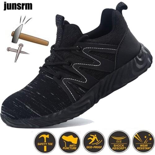 Lightweight breathable safety shoes, steel toe, anti-smashing and piercing mens work boots, sports wear-resistant