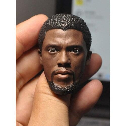 1/6 Scale Male Head Sculpt Black Male Head Sculpture Chadwick Bosman Model Toy for 1/6 Black-skinned Body