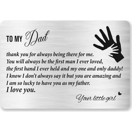 To My Dad Love Note Engraved Metal Wallet Inserts Card,Fathers Day Gifts for Dad from Daughter,Step Dad Gift for Birthday DIY