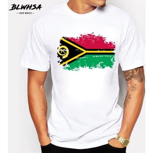 BLWHSA Vanuatu Flag T shirt Men High Quality Short Sleeve Cotton Brand Design Cool T-shirts Vanuatu National Flag Fans Tshirts
