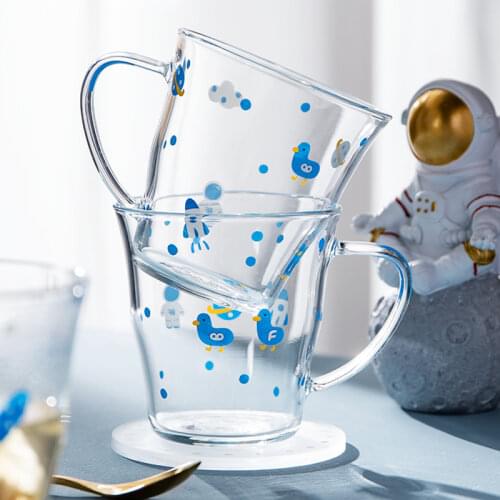 Original Glass Handle Cup Household Cup Ins Wind Milk Tea Milk Drink Juice Water Cup Female Lovely Beverage Cup