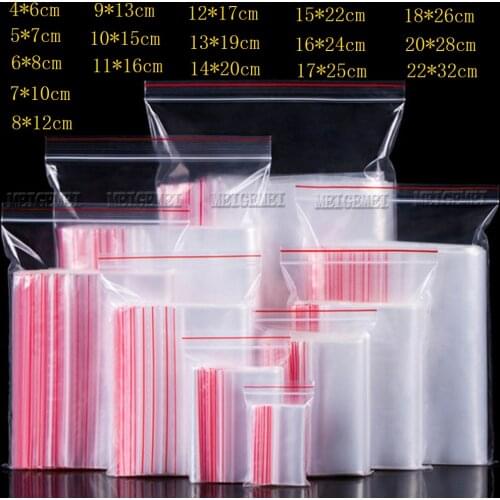 100pcs/pack Small Zip Lock Plastic Bags Reclosable Transparent Bag Shoe Bag Vacuum Storage Bag Food Storage Bag Poly Clear Bags