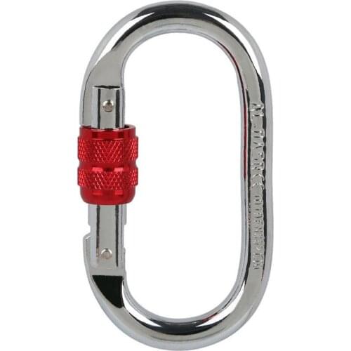 Professional Climbing Carabiner Screw Locking Gate Carabiner Heavy Duty O-shape Steel Climbing Buckle Lightweight Hammock