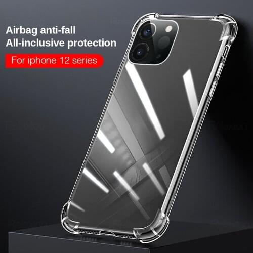 Transparent airbag case for apple iphone12 iphone 12mini 12pro aifon 12 mini pro max clear soft silicone shockproof coque fundas