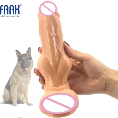 Silicone Animal Dog Penis Sucker Wolf Dildo Big Knotted Stimulating Sex Toy Female Adult Sex Product Female Masturbation Device