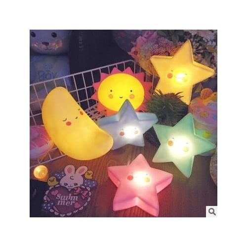 LED Cute Night Light Silicone Animal Star Moon Cloud Fruit Dessert Lamp Children Kids Baby Gift Bed Living Room Home Decoration