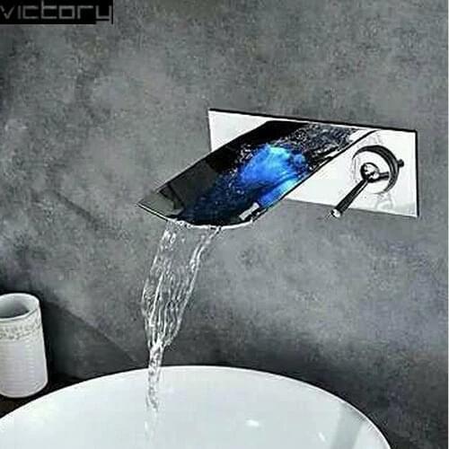 Led faucet waterfall led wall faucet Led shower faucet mixer waterfall led faucet bathroom bath mixer shower mixer tap