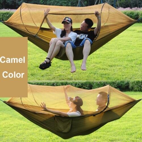 Tewango 2019 New Double Outdoor Person Travel Camping Survivor Hanging Hammock Bed With Mosquito Net Sleeping Swing Portable