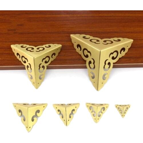 Vintage Triangle Corner Bracket Brass Furniture Jewley Gift Wooden Box Corner Guard Protector Chest Copper Edge Coner Bronze