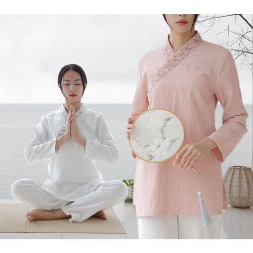 High quality cotton&linen spring&summer yoga suit female clothing tai chi kung fu hanfu clothes meditation lay uniforms