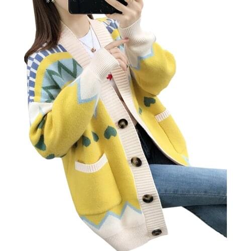 Spring Autumn Sweater Female Short Jacket New Fashion Loose Striped Sweater Cardigan Women Korean Long-Sleeved Knitted Tops Lady